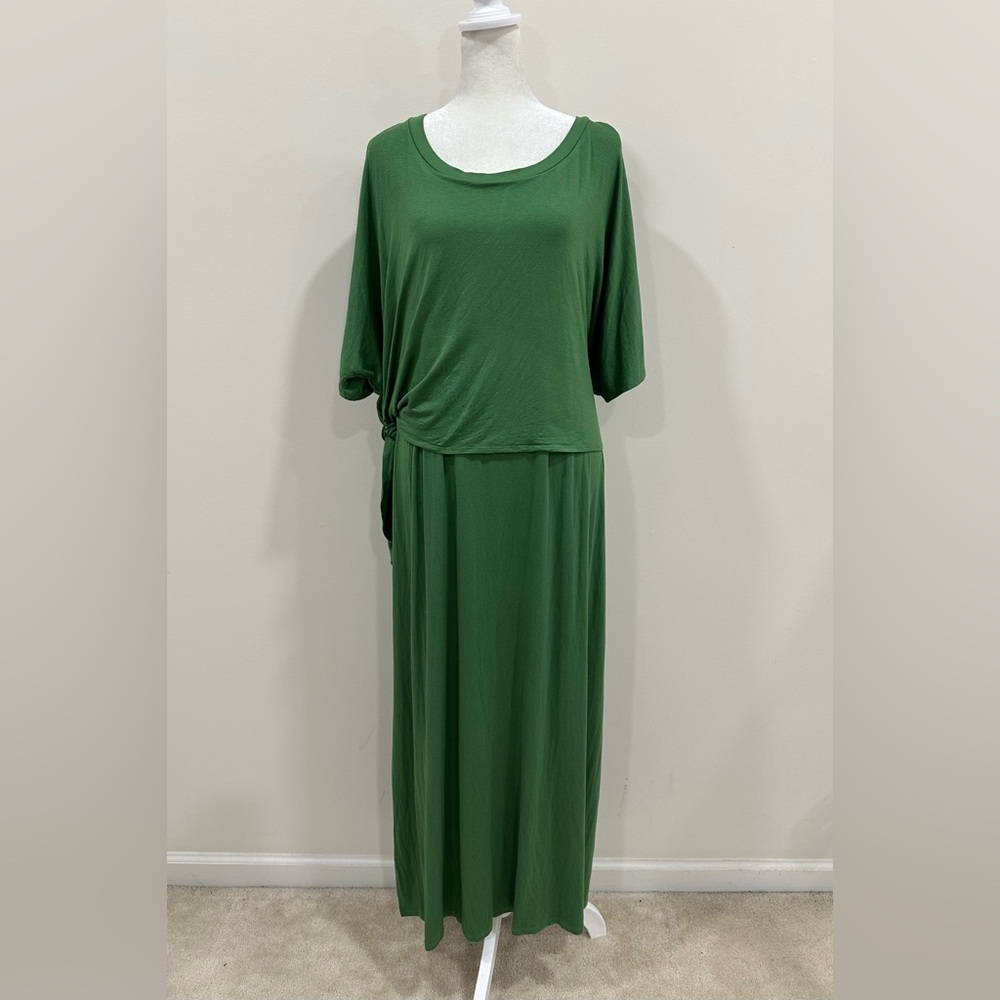 Ashley‎ Stewart Womens Dress 26/28 W  Maxi Short Sleeve Green  Rayon Blend NWT